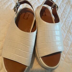 Fitflop White Mules Women’s wedge shoes white NWOB